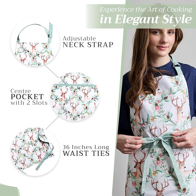 Maison d' Hermine 100% Cotton Apron for women with Pocket Kitchen Chef Apron for Men Cooking Easter Decorations