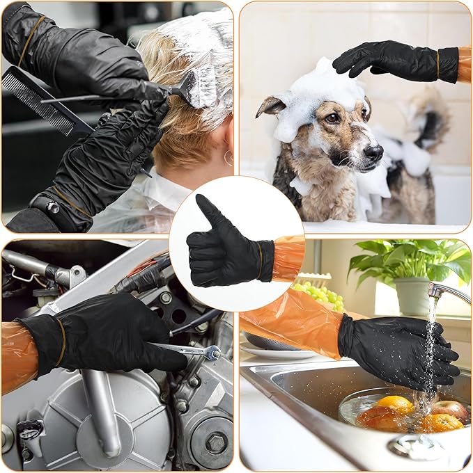 50 Pairs Field Dressing Gloves Disposable Deer Gutting Mittens Hunting Cleaning Gloves Combo with Long Arm Glove and Short Nitrile Glove for Hunting Cleaning Accessories