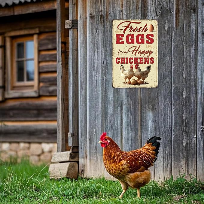 Funny Chicken Signs Farmhouse Chicken Coop Fresh Eggs Aluminium Sign Metal Chicken Signs Decor Home Ktichen Farm Are Wall 12x8 Inch Vintage Chicken Signs For Coop Metal Tin Signs Poster