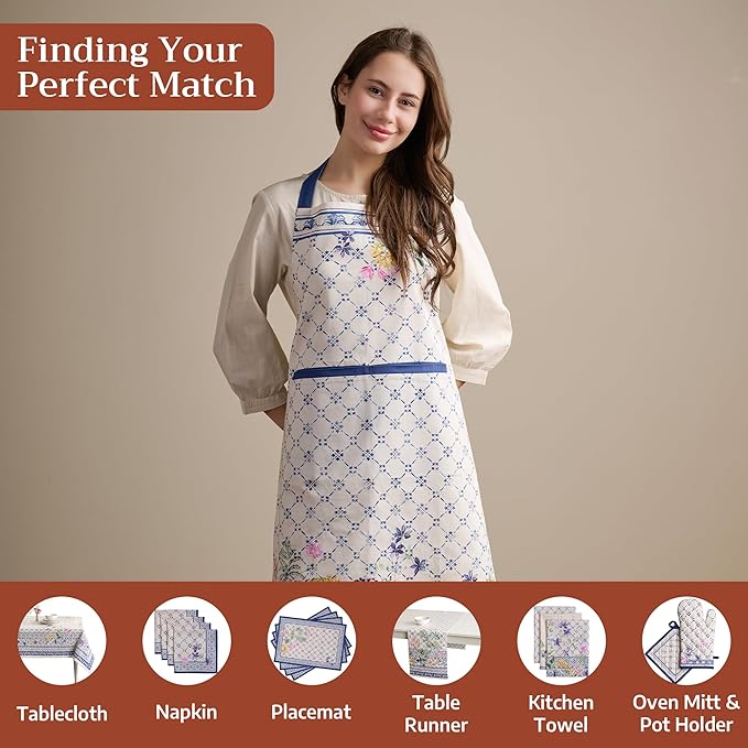 Maison d' Hermine 100% Cotton Apron for women with Pocket Kitchen Chef Apron for Men Cooking Easter Decorations