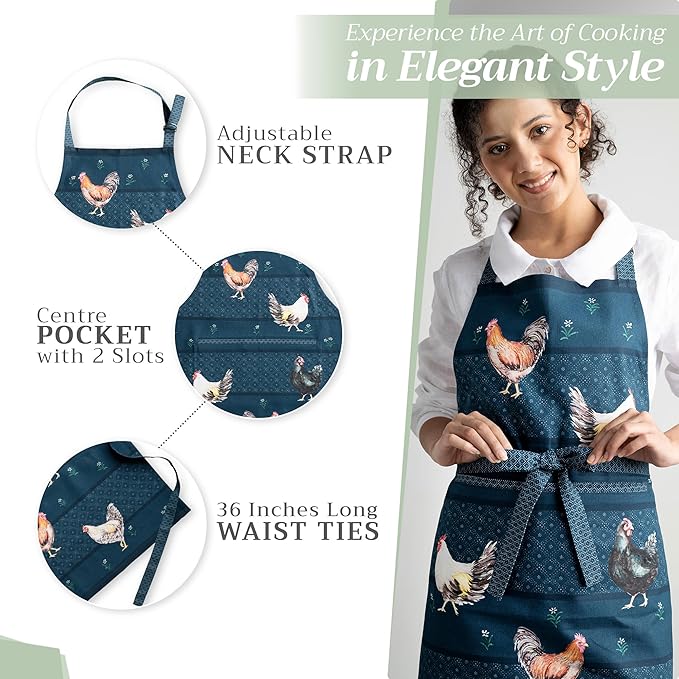Maison d' Hermine 100% Cotton Apron for women with Pocket Kitchen Chef Apron for Men Cooking Easter Decorations