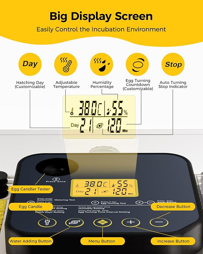 48 Egg Incubator for Hatching with Automatic Egg Turning and Humidity Control, Egg Candler, Poultry Egg Incubator for Chicken, Ducks, Goose, Pigeon, Quail, ideal for Farm, Classroom, Home
