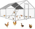 Large Metal Chicken Coop with Roosting Perch, Waterproof and UV-Resistant Cover, Outdoor Walk-in Cage Hen House for Yard Farm Rabbit Duck Chicken Run Spire Roof (10’ W x 13.2’ L x 6.4’ H)