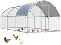 HITTITE Large Metal Chicken Coop with Run, 19.19 x 9.84 x 6.23 ft Walk in Poultry Cage Chicken Run Pen, Dome Roof Outdoor Chicken Runs for Yard with Waterproof & Anti-UV Cover