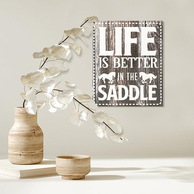 JennyGems Life Is Better in the Saddle Wooden Sign, Horse Gifts for Horse Lovers, Farmhouse Decor Wall Hanging, Made in USA