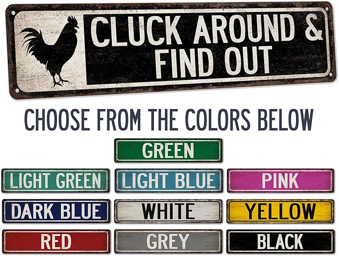 Cluck Around & Find Out Chicken Coop Sign - Made In USA - Chicken Décor Farmhouse Wall Décor Rustic Chicken Décor Kitchen Decor 104180017004