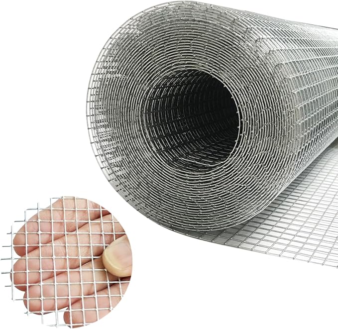 Galvanized Hardware Cloth 24in X 20ft, 1/4 Inch 23 Gauge Galvanized After Welding Square Mesh, Wire Mesh, Chicken Wire Fence, Rabbit/Snake Fences - Metal cage for Protecting Vegetables, Garden & Home