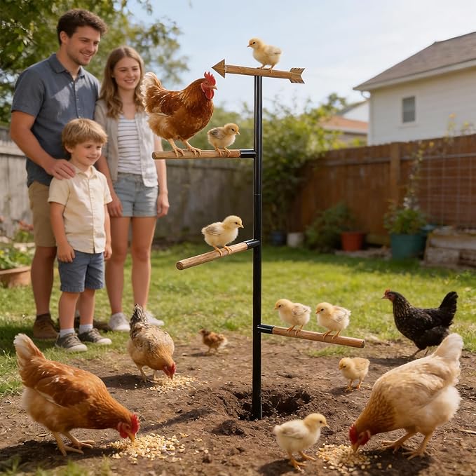 58 Inch Chicken Perch - Sturdy and Stable Roosting Bars for Chickens, Multi-Functional Walk-in Run Toys, Safe, Durable Ideal for Poultry and Parrots