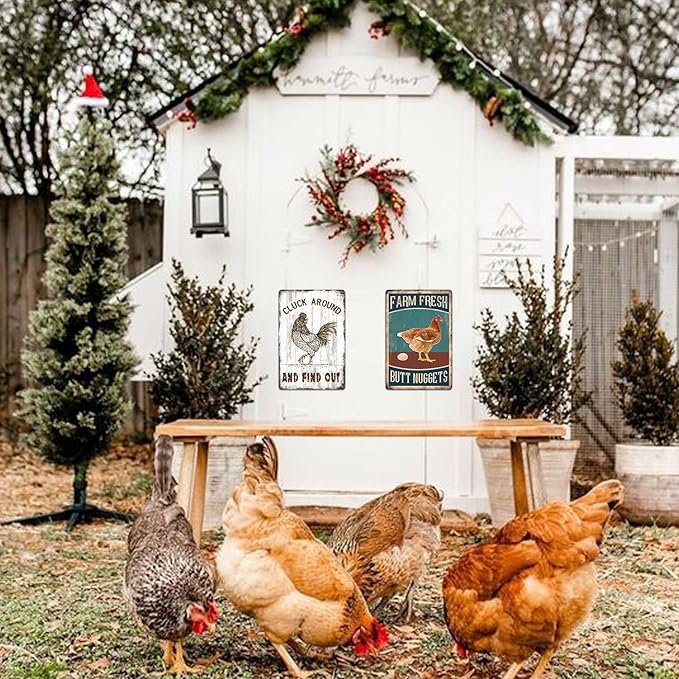 Chicken Coop Metal Signs for Outdoor, Funny Farm Tin Sign Vintage Decor Personalized Chicken Accessories Garden Yard Art Gifts for Chicken Lovers 8x12 Inch