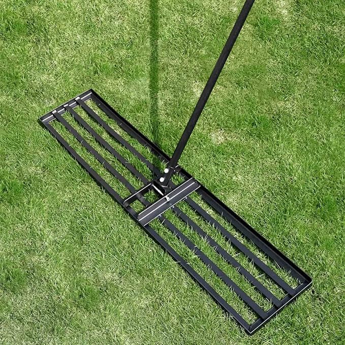 Professional Lawn Leveling Rake, 45x10inch Heavy Duty Lawn Lute & Lawn Leveller with Stainless Steel Pole, for Effortless Leveling on Garden, Golf Course, Farm, Backyard