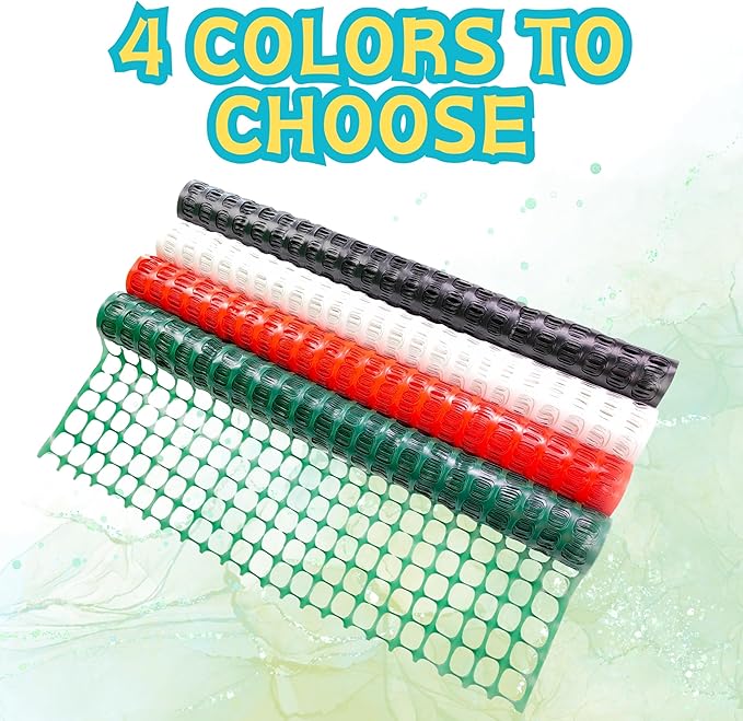 PotatoLife Plastic Mesh Fence Safety Fence, 4'x100' Roll with 100 Zip Ties, Resuable Temporary Netting for Garden Fencing, Construction, Snow Fencing, Animal Barrier, Poultry, Deer, Patio, Green