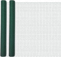 48 in X 200 ft Chicken Wire Fencing Metal Floral Chicken Wire Mesh for Crafts Poultry Garden, 1 Inch Hexagonal Galvanized Hardware Cloth Netting for Poultry Coop Barrier Rabbit Cage(Green)