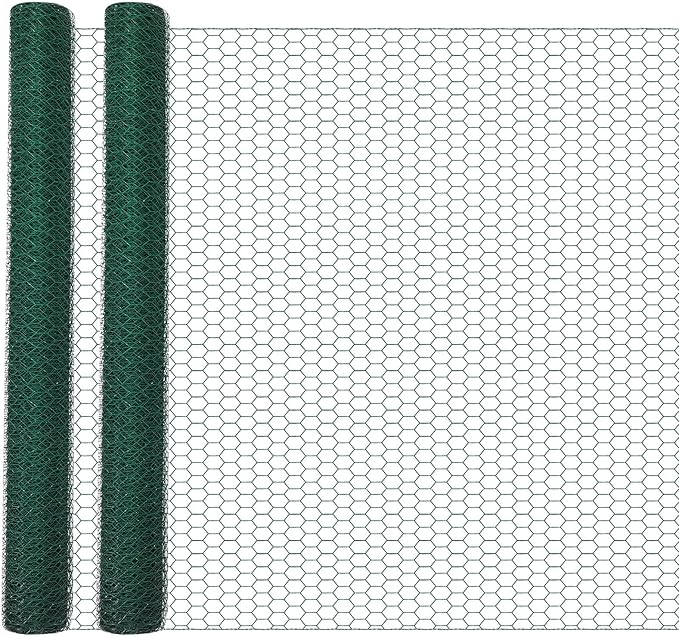 48 in X 200 ft Chicken Wire Fencing Metal Floral Chicken Wire Mesh for Crafts Poultry Garden, 1 Inch Hexagonal Galvanized Hardware Cloth Netting for Poultry Coop Barrier Rabbit Cage(Green)