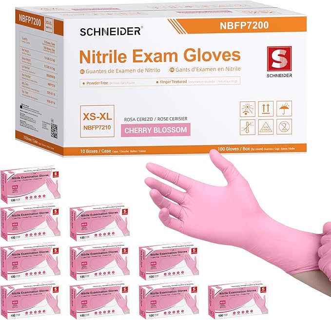 Schneider Nitrile Exam Gloves, 4-mil Medical Gloves Disposable Latex Free, Powder Free, Food Safe Glove for Examination