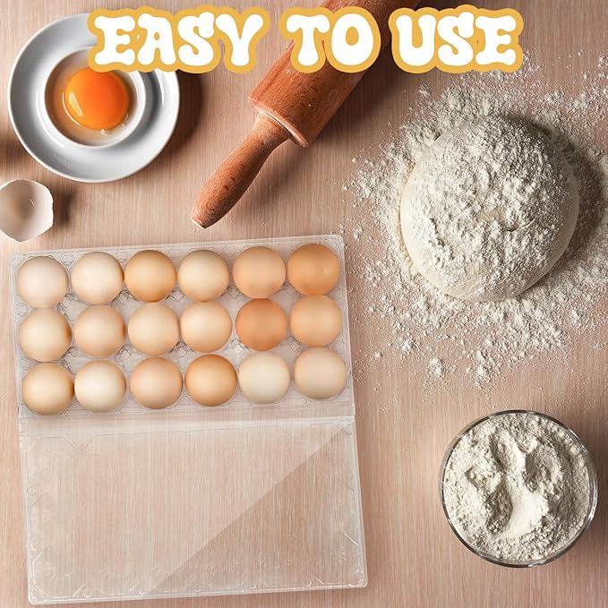 150 Pcs 18 Count Easter Egg Cartons Bulk 3 x 6 Plastic Clear Eggs Empty Tray Reusable Secure Blank Egg Cartons for Family Farm Business Market Display Home Refrigerator Storage