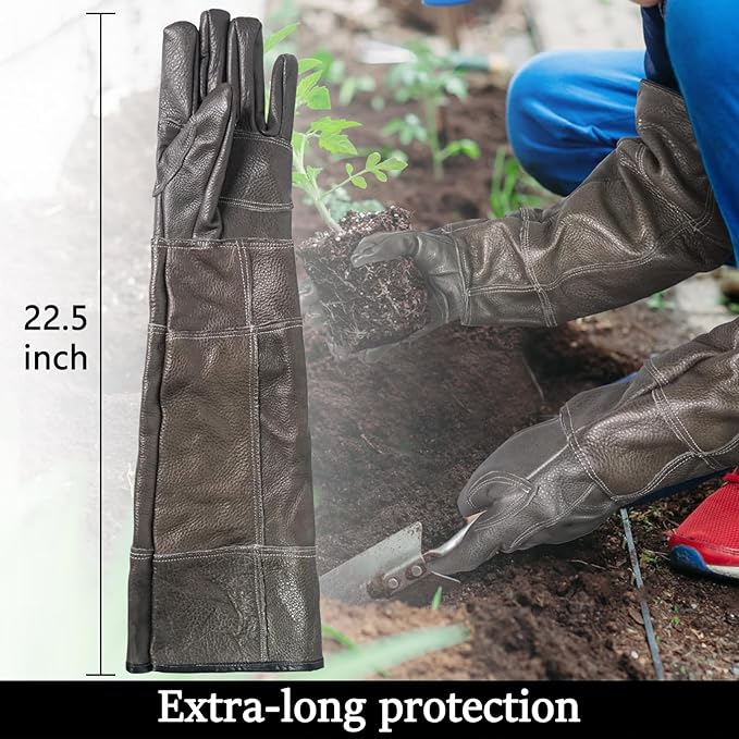 Luwint Genuine Leather Animal Handling Gloves, 22.5’’ Long - Cat & Dog Bite Proof Anti Scratch, for Dog Training, Gardening Gloves, Thorn Proof, Flexible & Water Resistant