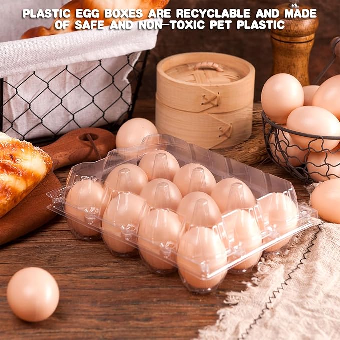 Septo 3 x 4 Plastic Egg Cartons for 12 Eggs,50 Pcs Egg Cartons Cheap Bulk Clear Reusable Tray Refrigerator Chicken Farm Markets