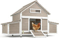 61" Large Outdoor Wooden Chicken Coop for 2– 6 Chickens Compact Backyard Weatherproof Hen House with Raised Floor, 6 Nesting Boxes, 3 Perches & Easy-Clean Slide-Out Tray