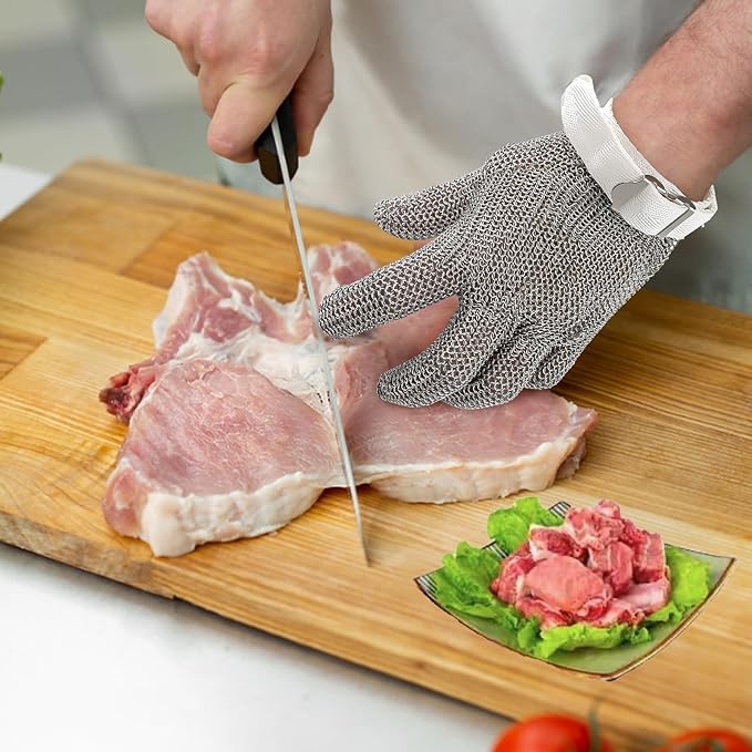 Metal Mesh Gloves - Stainless Steel Mesh Chain Cutting Gloves for Meat and Food Processing
