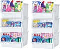 TidyFriend Stackable Storage Bins for Closet Organizers and Storage 6 Pack, Closet Organization for Kids Room and Home Organization (White)