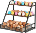 3-Tier Wooden Fresh Egg Holder Countertop With Basket for 36+90 Eggs, Wooden Egg Holder Countertop with Carry Handle for Gathering 150+ Eggs, Duck, and Quail Eggs