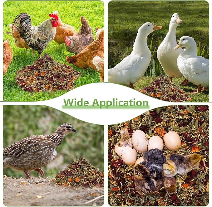 10 Oz Chicken Nesting Herbs, 8 Dried Flowers & Herb Supplement for Chickens Coop, Natural Freshener to Improve Egg Production, Feather Quality & Hen Wellness for Laying Hens