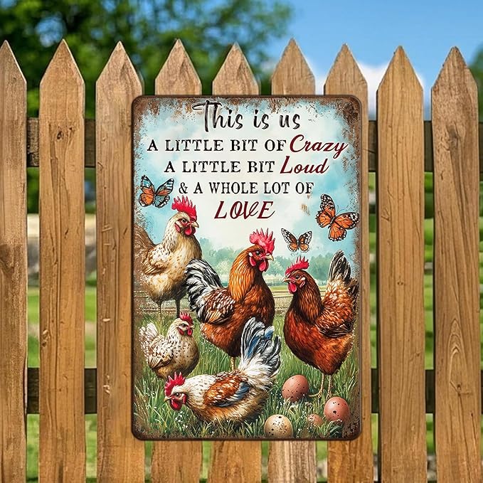 Chicken Metal Sign Chicken Wall Decor This Is Us Wall Decor A Little Bit Of Crazy A Little Bit Loud Chicken Coop Sign Farm Home Garden Yard Poster 12x16 Inch