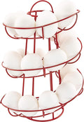 Egg Skelter Deluxe – Modern Spiraling Dispenser Rack, Red, Stylish Kitchen Storage for Eggs