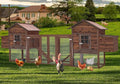 Wooden Chicken Coop Large Walk-in Outdoor Hen House with Nesting Box and Run, Poultry Cage Rabbit Hutch Waterproof UV Panel Cover for 4-8 Chickens Brown 159'' #CO48