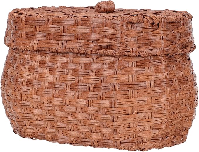 Vintage Hand-woven Egg Basket for Fresh Eggs Countertop Storage Bin with Lid Rustic Harvest Basket for Kitchen and Dining Organization