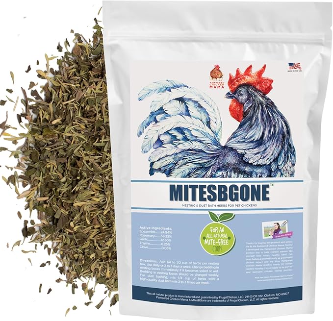 Pampered Chicken Mama Backyard Chicken Nesting Herbs 16 oz (1 lb) - MitesBGone All-Natural Backyard Chicken Feed & Supplies to Protect Against Pests, Bugs, Insects & Vermin - Nesting Blend for Hens