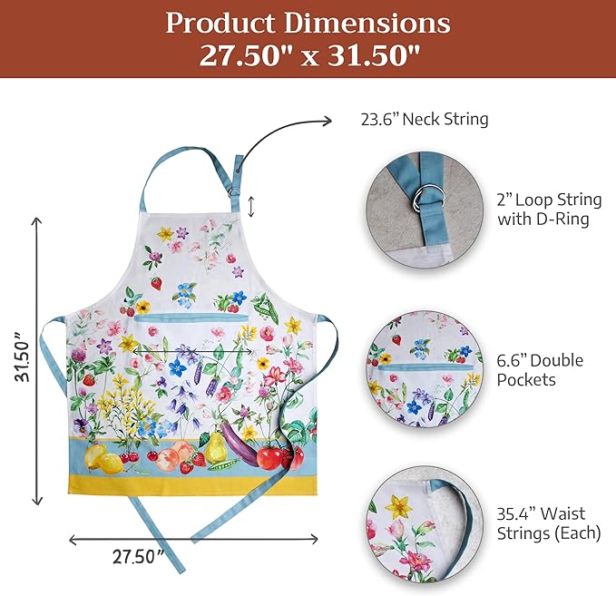 Maison d' Hermine 100% Cotton Apron for women with Pocket Kitchen Chef Apron for Men Cooking Easter Decorations