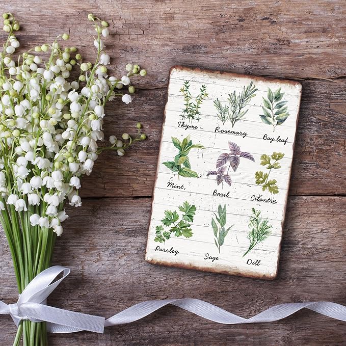 Sanwarm Metal Sign 8X12 Inch, Herbs Sage Green Mint Green Vintage Tin Sign Wall Art Decor for Home, Living Room, Kitchen, Garden, Bedroom, Office, Hotel, Cafe And Pub Decoration