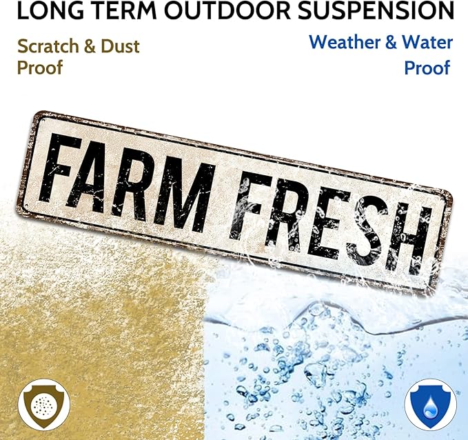 Fresh Fresh Unique Metal Tin Sign, Barn Sign, Farmer Sign, Eggs Sign, Chicken Coop Décor, Farm Fresh Sign, Business Sign, 4-Inch by 16-Inch Sign