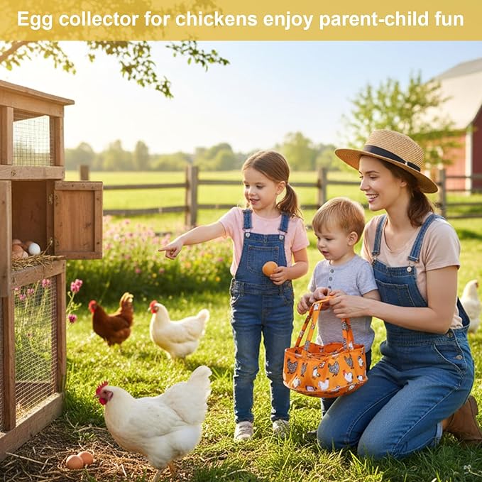 Egg Collecting Bag, Canvas Egg Basket with 7 Pouches for Gathering Chicken Duck Goose Eggs, Machine Washable Chicken Eggs Basket Farmhouse Garden Storage Carrier