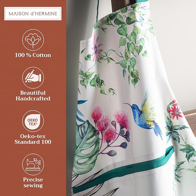 Maison d' Hermine 100% Cotton Apron for women with Pocket Kitchen Chef Apron for Men Cooking Easter Decorations