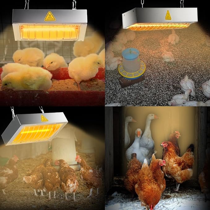 Chicken Coop Heater for Winter, Heat Lamp for Chickens 400W, Chicken Heater for Coop with 2 Heating Settings, for Poultry, Dogs, Pets, Birds, Animals