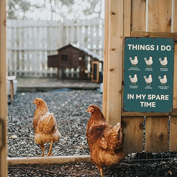 Jakayla Funny Chicken Metal Sign – Vintage Farmhouse Wall Decor, Retro Tin Sign for Home Farm Chicken Coop Farmhouse Kitchen Garden Decor 8x12 Inch