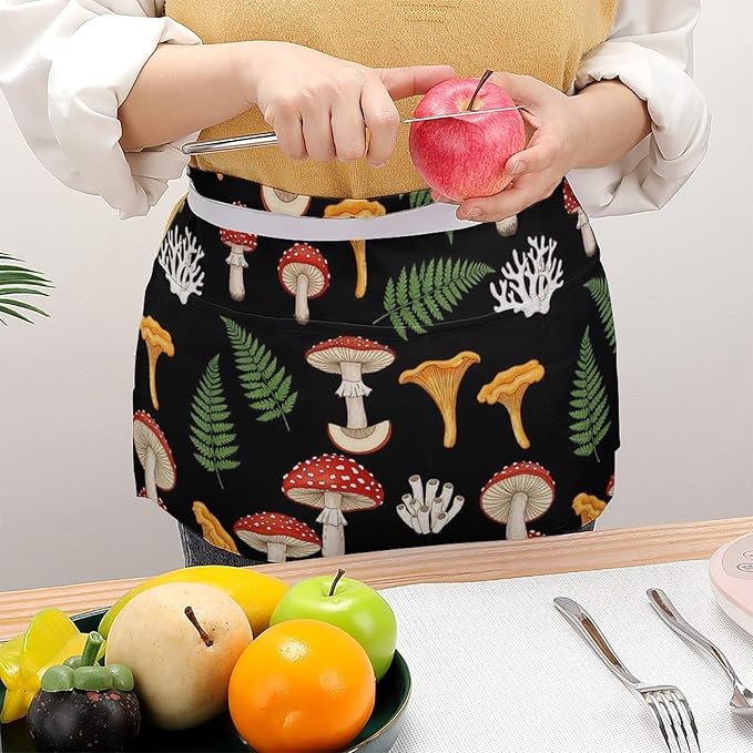 Half Apron with 3 Pockets Chef Cooking Kitchen Restaurant Aprons for Women Men
