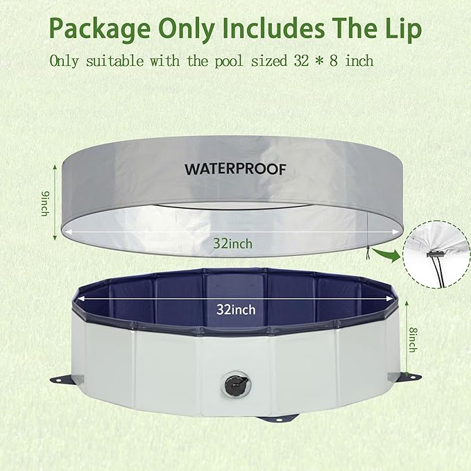 Weatherproof Cover for Chicken Dust Bath Tub Sized 32" D & 8" H, Chicken House Accessory, Keep Sand Chilli DE Or Lime Dust Dry in Rainy (Pool Not Included)