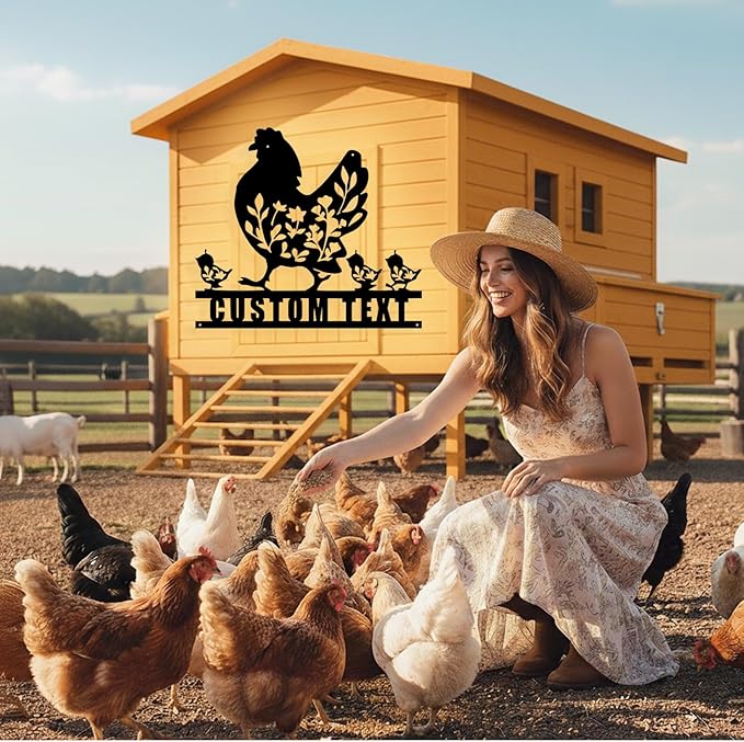 Custom Chicken Coop Metal Sign, Personalized Chicken Coop Sign for Outside, Custom Metal Hen House Farm Signs, Chickens Hen House Farmhouse Wall Art Decor