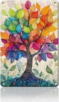 Love Trees Tin Sign Colorful Leaves Field Soil Vintage Metal Tin Sign for Wall Art Decor for Home Bars Clubs Cafes 12x16inch