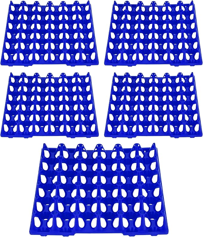 Aramox 30 Cell Plastic Egg Flats, Sturdy Egg Crates Holder Tray for Storage Transportation, with Stackable Design for Home Farm Supplies (Green) (Blue)