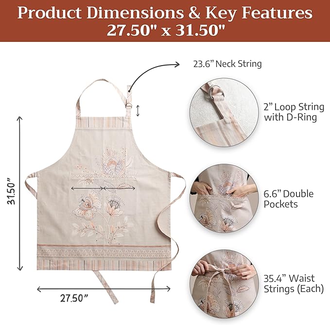 Maison d' Hermine 100% Cotton Apron for women with Pocket Kitchen Chef Apron for Men Cooking Easter Decorations