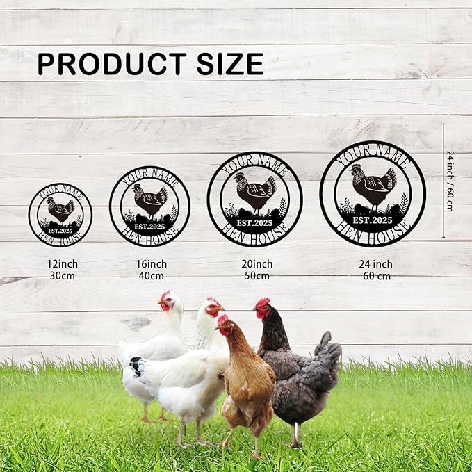 Custom Chicken Coop Metal Sign, Personalized Farmhouse Wall Decor, Vintage Fluffy Butt Hut Decor, Custom Name Sign for Farm, Gifts for Chicken Lovers