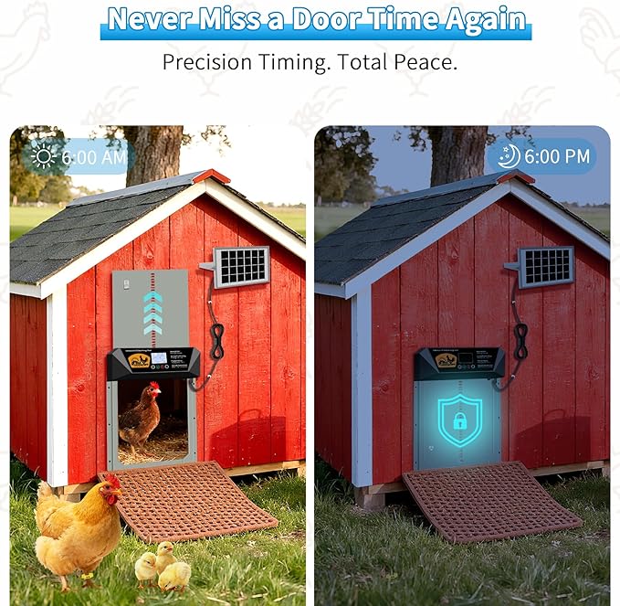 Extra Large Automatic Chicken Coop Door Solar Powered, 16'' x 12'' Aluminum Auto Chicken Coop Door with Timer, Remote, Anti-Pinch, Weatherproof for Chickens, Ducks & Geese