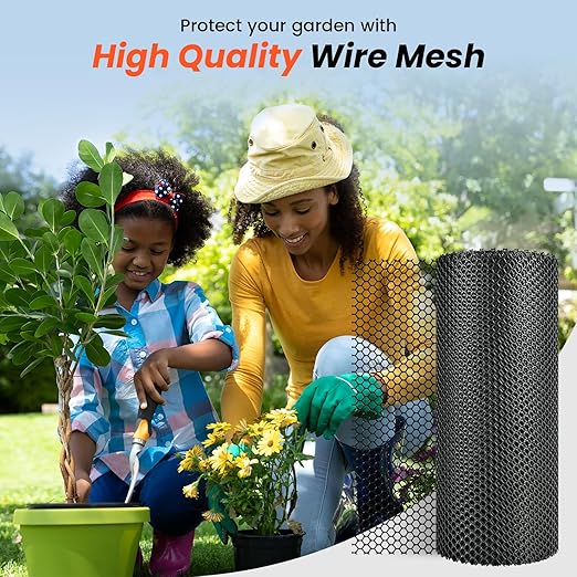 Plastic Wire Mesh,16IN x 50FT Chicken Wire Fencing for Floral Arrangements, Chicken Wire Mesh for Crafts with 100 Pcs Zip Ties,Gaden Netting for Dogs, Deers, Poultry