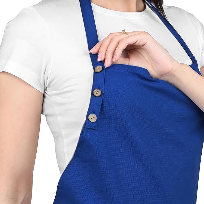Kitchen Apron Cotton Waterdrop Resistant with adjustable Aprons for Women with Pockets 9 Color option Cooking