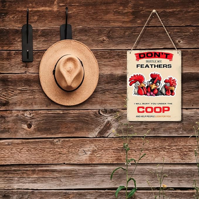 Chicken Gifts Sign Funny Chicken Coop Accessories Chicken Signs Rooster Decor for Home Farm Chicken-Coop Kitchen Garden Yard Country Decor 8x10 Inch