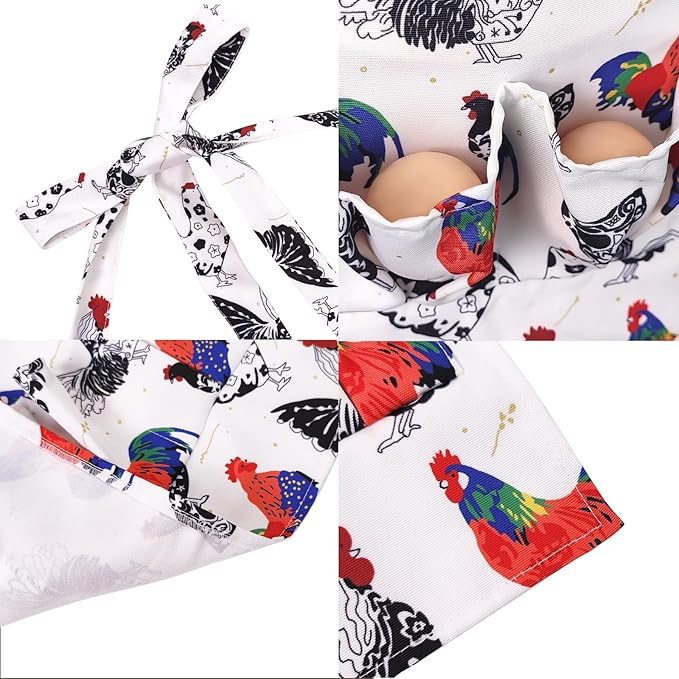 Canvas Egg Collecting Apron with 12 Deep Pockets - Hands-Free Egg Holder for Chicken, Duck, Goose Eggs - Farmhouse Kitchen Apron for Men and Women